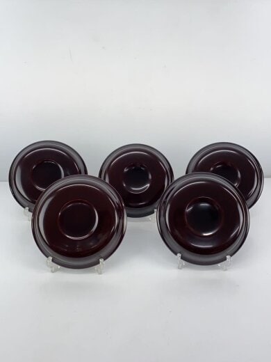 商品画像：皿/5点セット/木製漆器/会津ぬり/溜五寸渕太皿沈朱牡丹 2