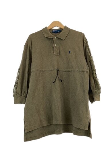 商品画像：ポロシャツ/リメイク/レース/L/コットン/KHK 1