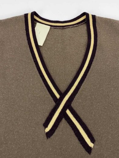 商品画像：ニットベスト(薄手)/Vネック/36/アクリル/BRW 6