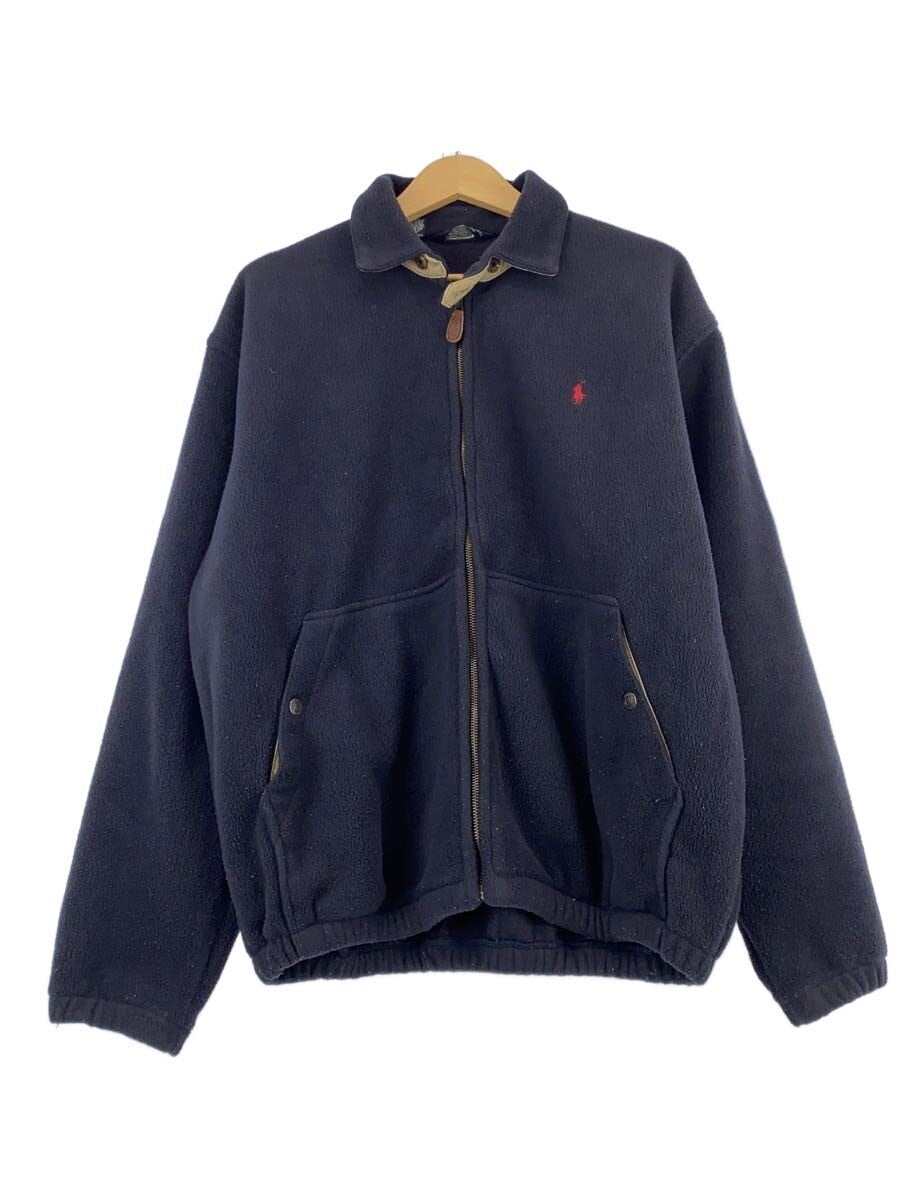 POLO RALPH LAUREN / 90s/フリースジャケット/スイングトップ/三角タグ/チンストラップ/M/NVY