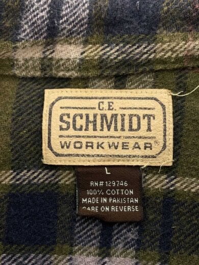 商品画像：90s/SCHMIDT/長袖シャツ/L/コットン/KHK/チェック 3