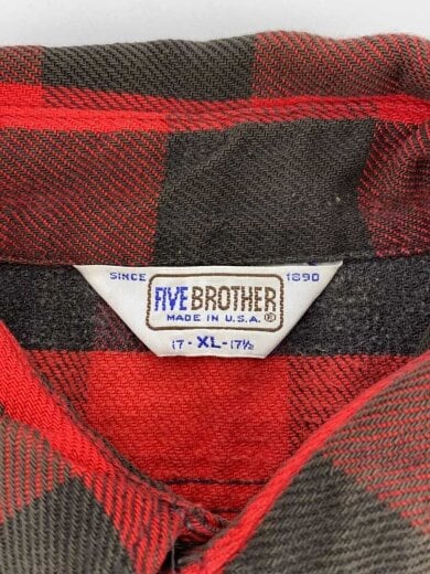 商品画像：70s-80s/USA製/バッファローチェック/ビッグサイズ/ネルシャツ/XL/RED 3