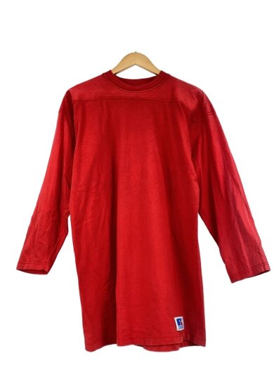 商品画像：90s/USA製/フットボールT/7分袖カットソー/XL/コットン/RED/? NULL ? 1