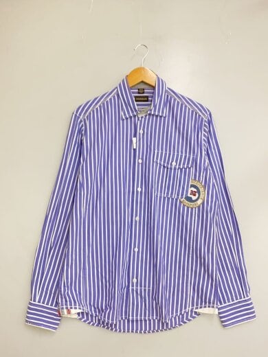 商品画像：長袖シャツ/L/コットン/BLU/ストライプ// 1