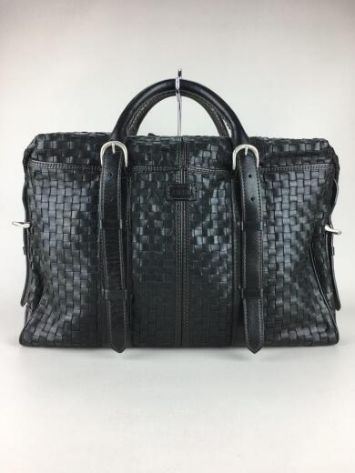 画像：LIN-KUソード/レザー編み込み/トートバッグ/レザー/BLK1