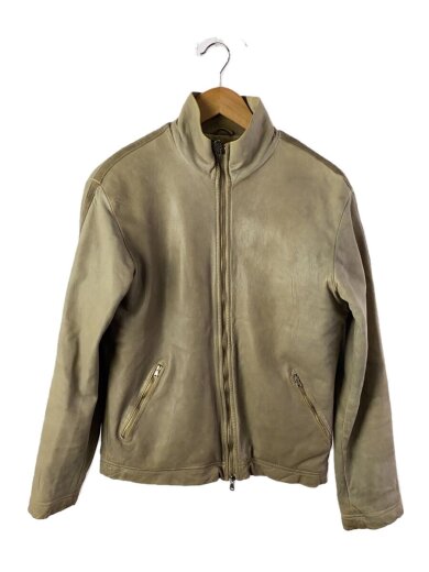 画像：GIORGIO BRATOシングルライダースジャケット/48/羊革/GRY/無地/襟・袖汚れ有1