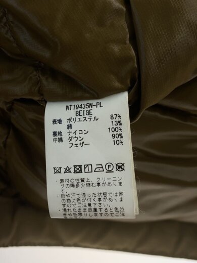 画像：WILDTHINGSダウンジャケット/M/ポリエステル/BEG/WT19435N-PL4