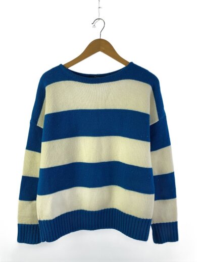 商品画像：ニット・セーター(厚手)/M/ウール/BLU/ボーダー/368894/毛玉有 1