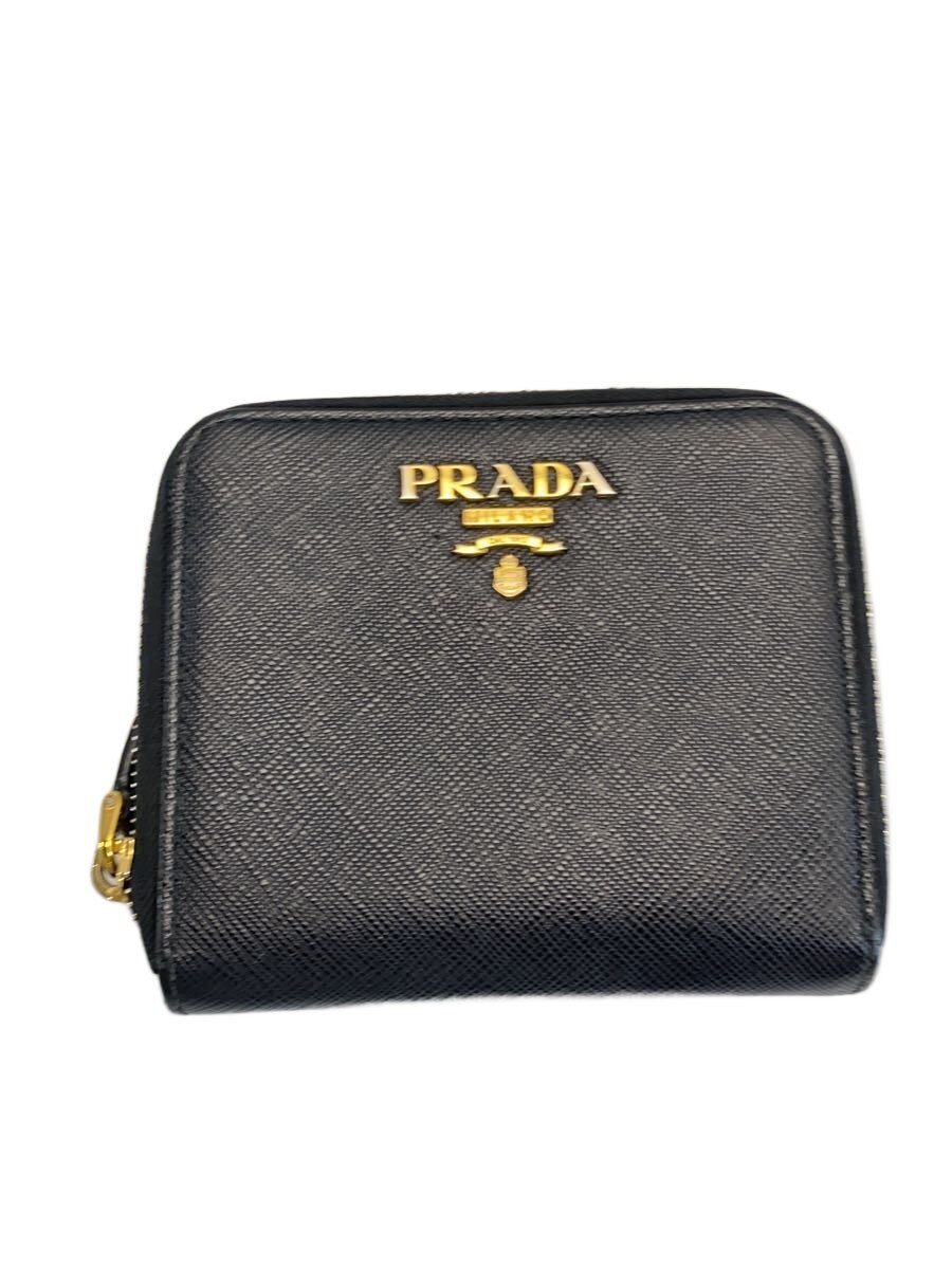 PRADA / 2つ折り財布/--/BLK/無地/メンズ/ブラック/黒
