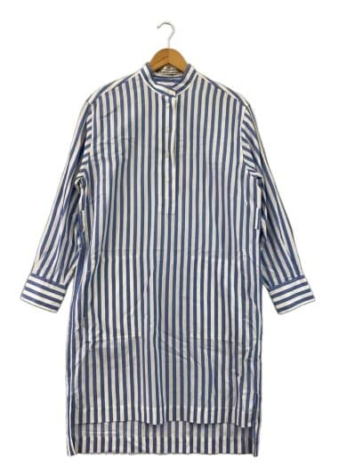 商品画像：長袖シャツワンピース/34/コットン/WHT/ストライプ/13-9105008// 1
