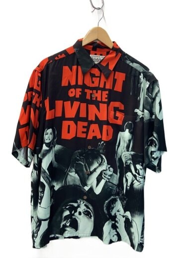 商品画像：半袖シャツ/L/レーヨン/BLK/総柄/NIGHT OF THE LIVING DEAD/HAWAIAN SHI// 1