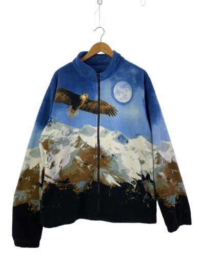 商品画像：フリースジャケット/XXL/ポリエステル/BLU/総柄 1