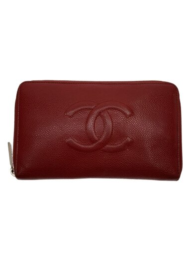 商品画像：長サイフ_キャビアスキン_ラウンド_ココマーク_BLK/牛革/RED/無地/レディース 1