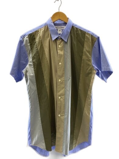 商品画像：半袖シャツ/M/コットン/BLU/ストライプ/S28061 1