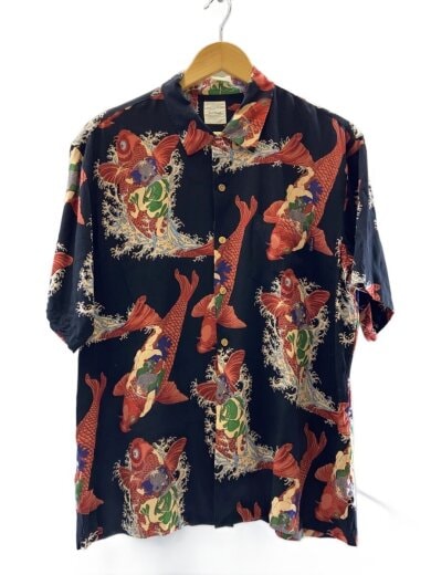 商品画像：アロハシャツ/M/レーヨン/BLK/総柄/P0381FB36// 1