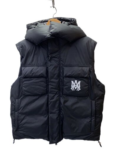 商品画像：hooded down gilet/ダウンベスト/M/ポリエステル/BLK/無地 1