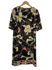 半袖ワンピース/42/ポリエステル/BLK/総柄/花柄/フラワー/パール/0390301