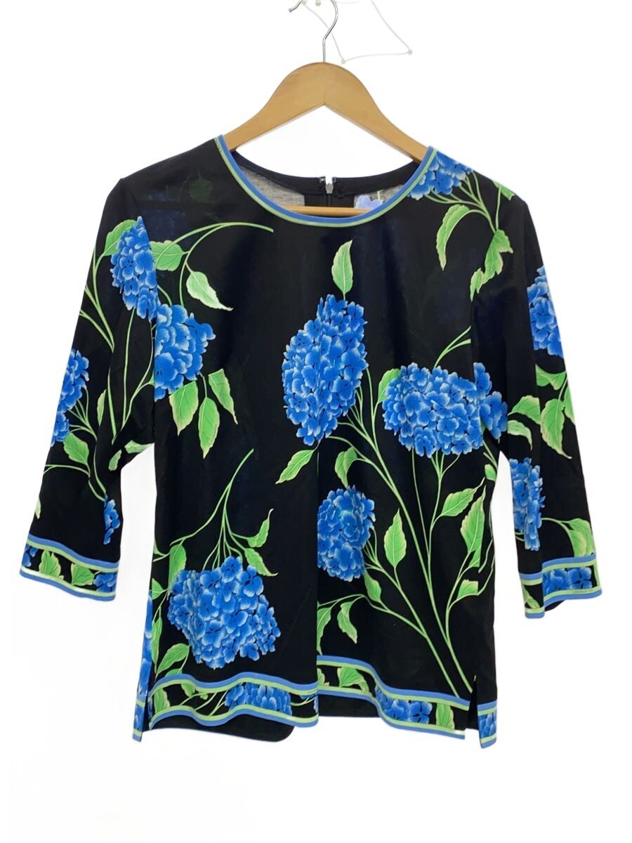 LEONARD / ７分袖カットソー/42/コットン/BLK/花柄/0399101