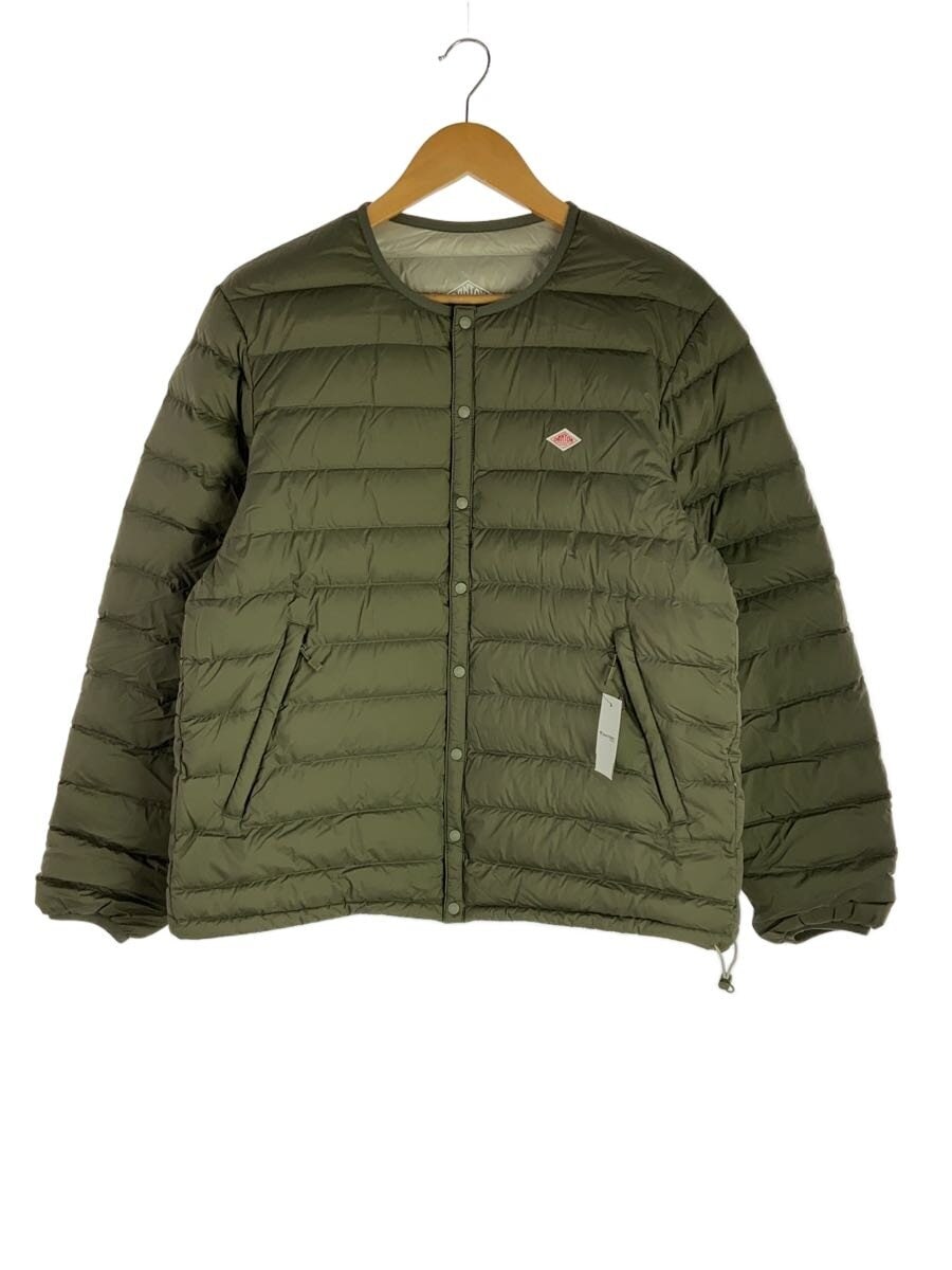 DANTON / INNER DOWN CREWNECK JACKET/L/ナイロン/KHK/無地/DT-A0025
