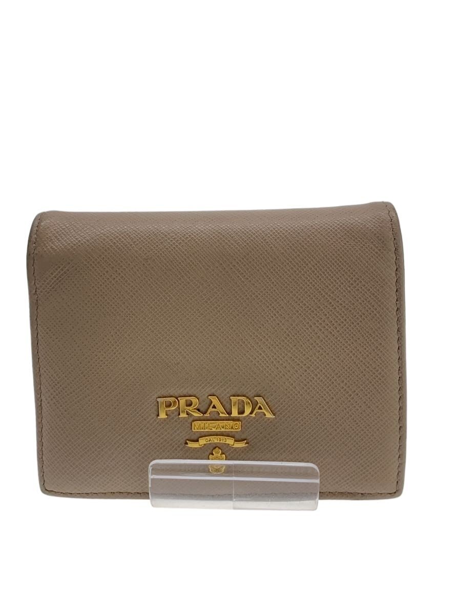 PRADA / 2つ折り財布/--/BEG/無地/レディース