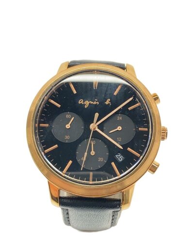 商品画像：クォーツ腕時計/クロノ/アナログ/レザー/BLK/BLK/VD53-KWB0 1