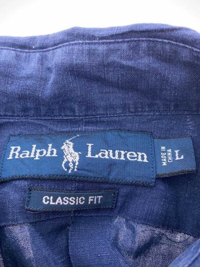 商品画像：長袖シャツ/L/シルク混リネン/NVY/無地 3