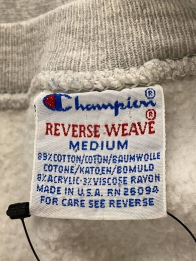 商品画像：リバースウィーブスウェット/刺繍タグ前期/USA製/90s/M/コットン/GRY/無地 3