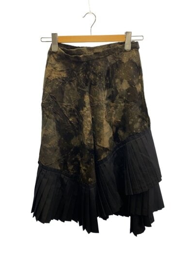 商品画像：異素材切替ラップスカート/M/レーヨン/KHK/総柄/TS-07004M 1