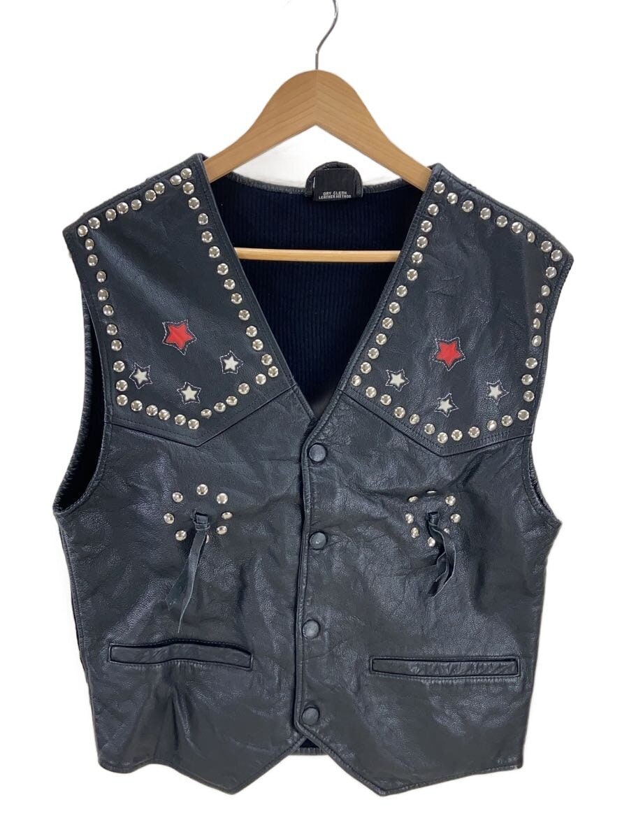 その他ブランド / スタッズ/パッチワーク/ベスト/S/レザー/BLK