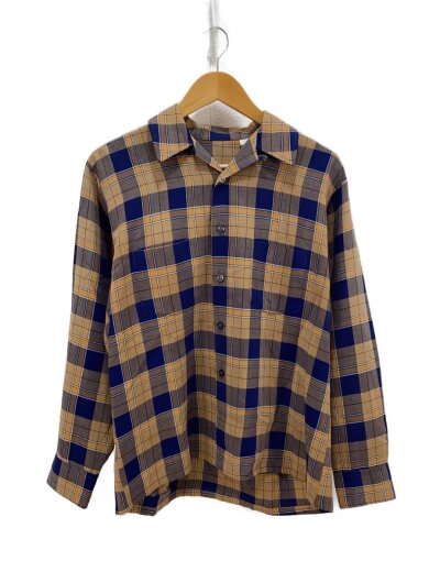 商品画像：60S/開襟シャツ/長袖シャツ/M/コットン/BEG/チェック 1