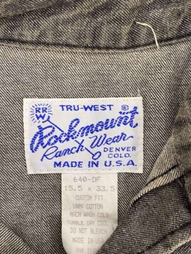 商品画像：80s～90s/ウエスタンシャツ/長袖シャツ/15.5/デニム/GRY 3