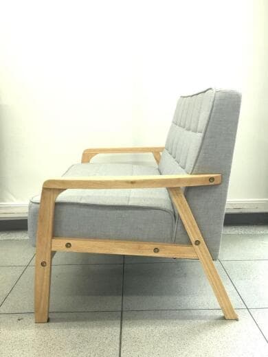 画像：NAFCO2人掛けソファ/ファブリック/GRY/ナフコ/NFモコロⅡ/カジュアルソファ/グレー/天然木3