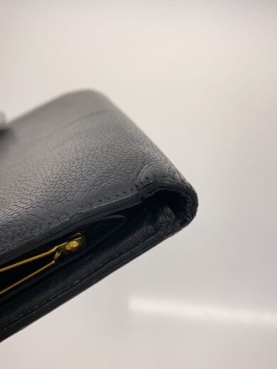 商品画像：2つ折り財布/キャビアスキン/がま口/BLK/型崩れ/カビ有// 7