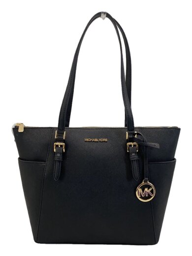 商品画像：シャーロット レザー ラージトップジップトートバッグ/レザー/ブラック/35TOGCFT7L 1