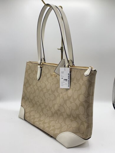 商品画像：ジップトップトートバッグ/シグネチャーキャンバス/PVC/BEG/F29208 2