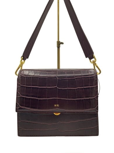 商品画像：Mini Flap/ミニショルダーバッグ/クロコ型押し/レザー/BRW 1