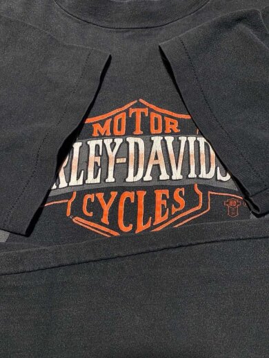 商品画像：80s/C1987/HANESボディ/MADE IN USA/エンブレムロゴ/背面エンジン/Tee/XXL 8