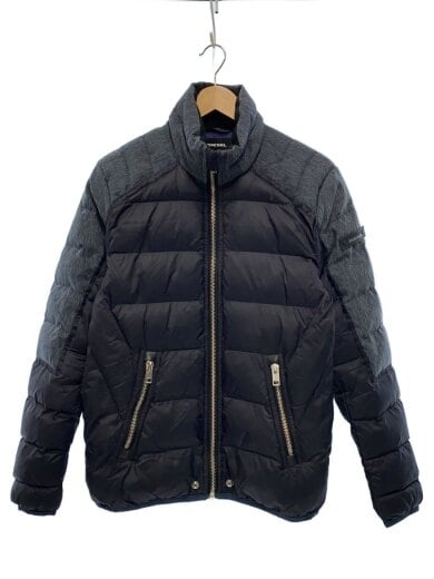 商品画像：デニム切替ダウンジャケット/M/ポリエステル/BLK 1