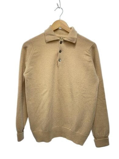 商品画像：Lambs Wool Polo Collar Knit/M/ウール/BEG/無地 1