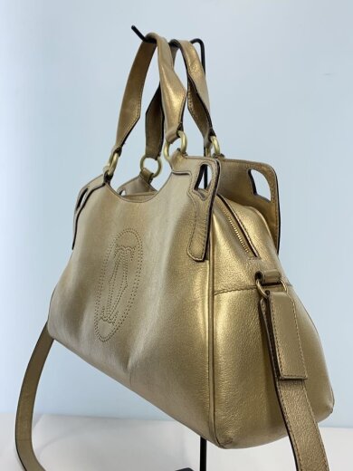 商品画像：マルチェロ ドゥ カルティエ/ショルダーバッグ/レザー/GLD/角スレ・持ち手コバ剥がれ有 2