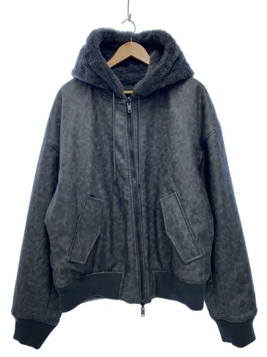 商品画像：リバーシブルボアブルゾン/XXL/ポリエステル/GRY 1