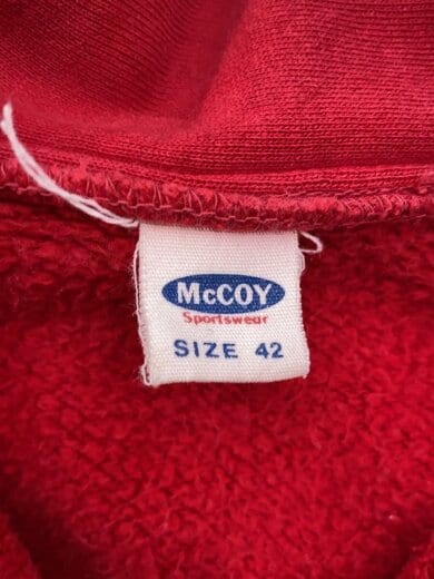 商品画像：旧タグ/McCOY SPORTWEAR/TALONジップ/スウェット/42/--/RED/ 3