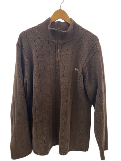 商品画像：90s-00s/ジップアップコットンニット/ニット・セーター(厚手)/XL/コットン/BRW 1