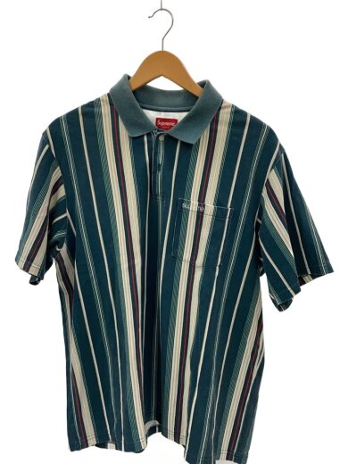 商品画像：ポロシャツ/M/コットン/GRN/ストライプ/20ss/色褪せ 1