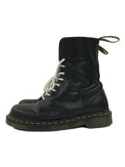 10ホール/レースアップブーツ/UK6/ブラック/レザー/アッパースレ有