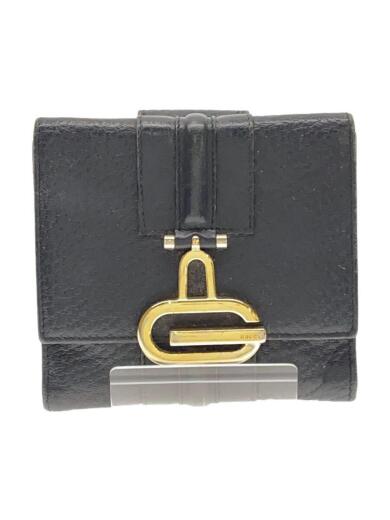 画像：GUCCI3つ折り財布/レザー/BLK/無地/レディース/131848・0416/使用感有1