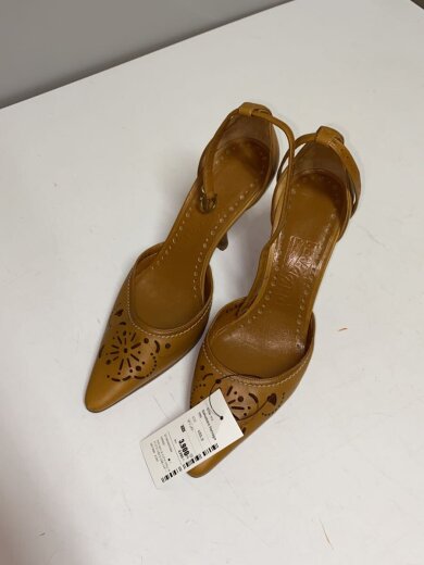 画像：Salvatore Ferragamoフラワーカット/ポインテッドトゥミュールパンプス/US5.5/CML/レザー/シミ有2