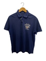 CUSTOM SLIM FIT/フェード/ポロシャツ/L/コットン/ネイビー