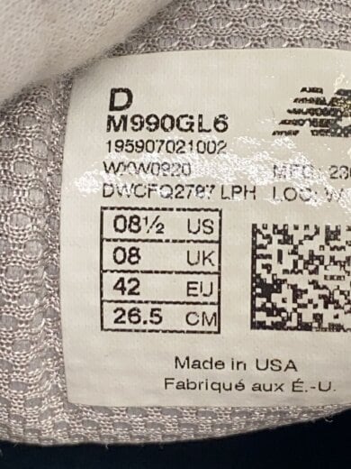 商品画像：USA製/ローカットスニーカー/26.5cm/グレーPVC/M990GL6/使用感有/ヤブレ有 5