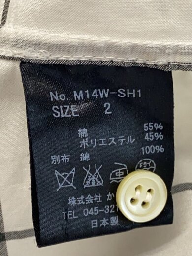 商品画像：長袖シャツ/2/コットン/WHT/チェック/M14Ｗ-SH1 4